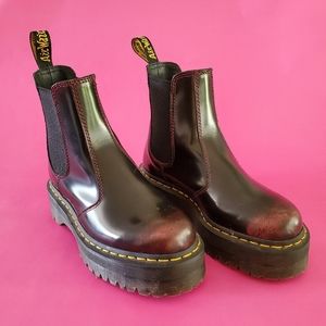 Dr. Martens Smooth Leather Platform Boots in Deep Cherry | US Sz 7 Ladies